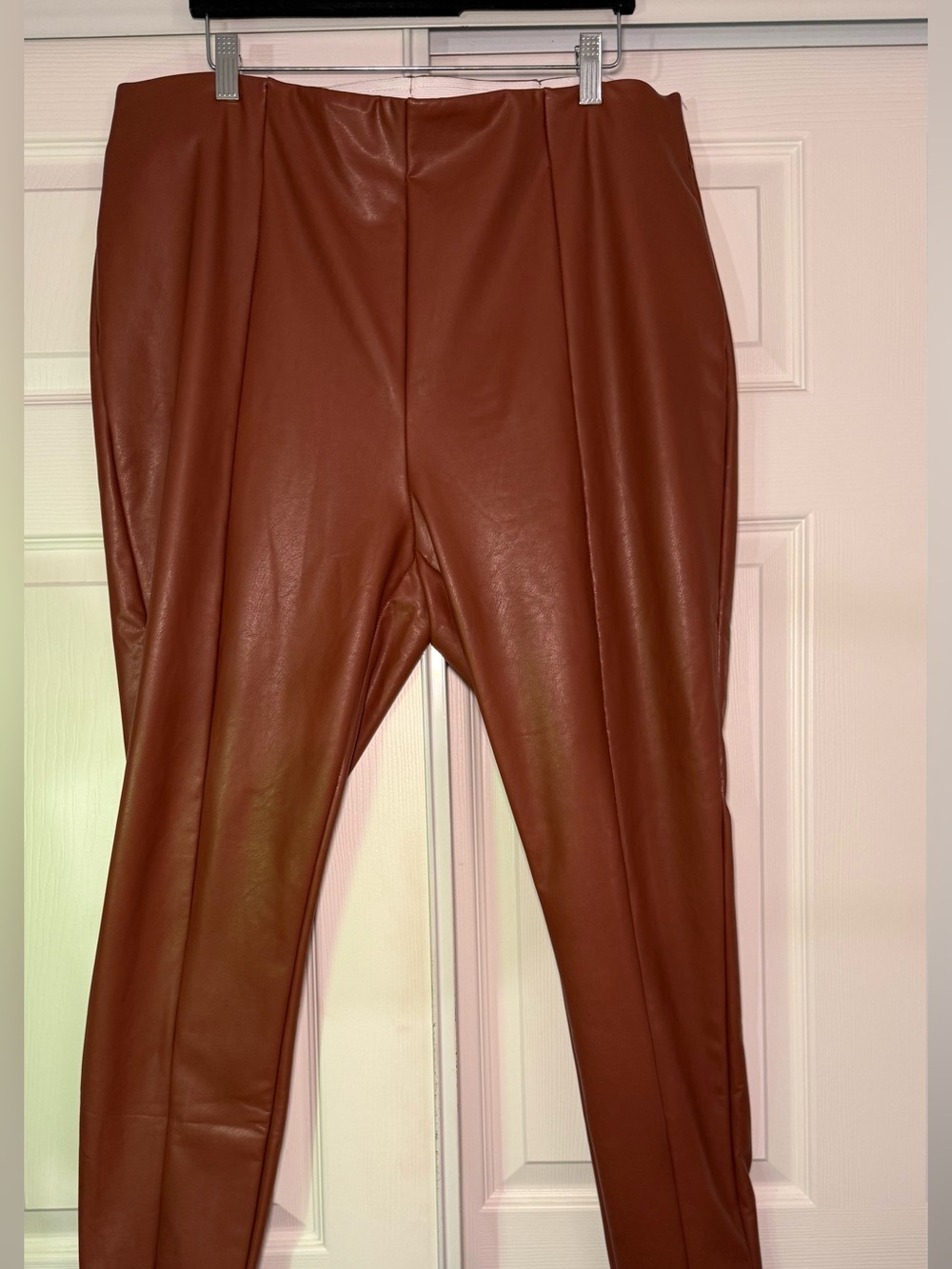 Plus Size Faux Leather High-Waist Leggings in Rich Rust